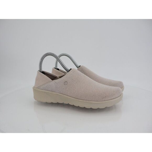 Bzees Getaway Loafer Size 7 M Beige Slip On Wedge Comfy Shoes Fabric Stretchy - Picture 1 of 13